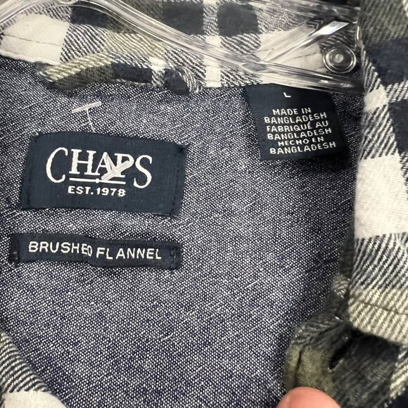 Chaps Men's Brushed Flannel Button Up Shirt Plaid Long Sleeve Size Large - Picture 8 of 9